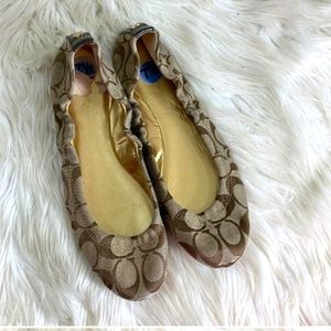 2 Coach Signature Monogram Ballet Slippers Fabric